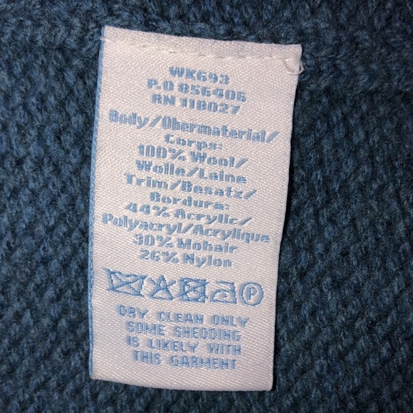 Boden size 4 turquoise wool sweater cardigan with pockets - Picture 7 of 7